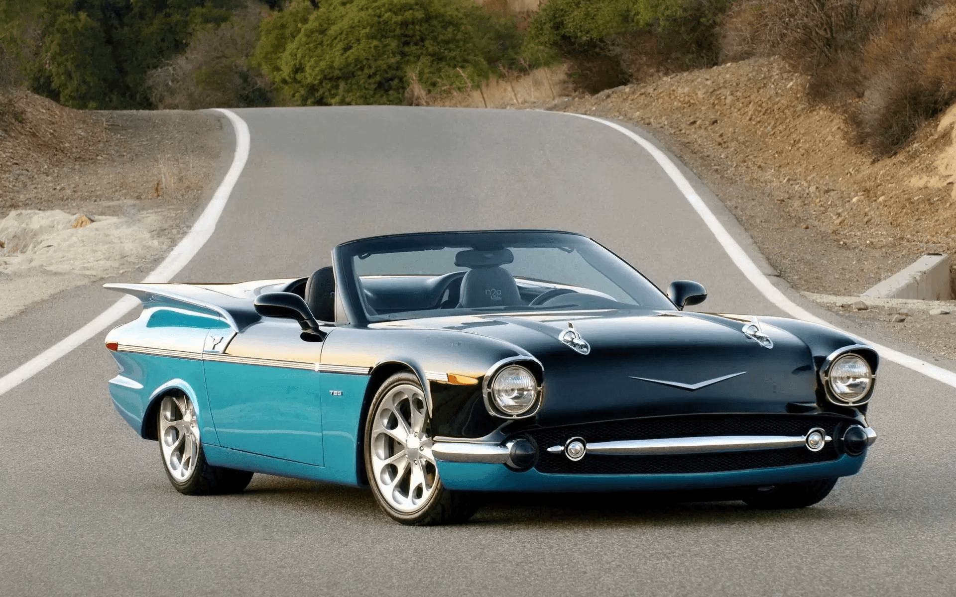 Classic cars on scenic road